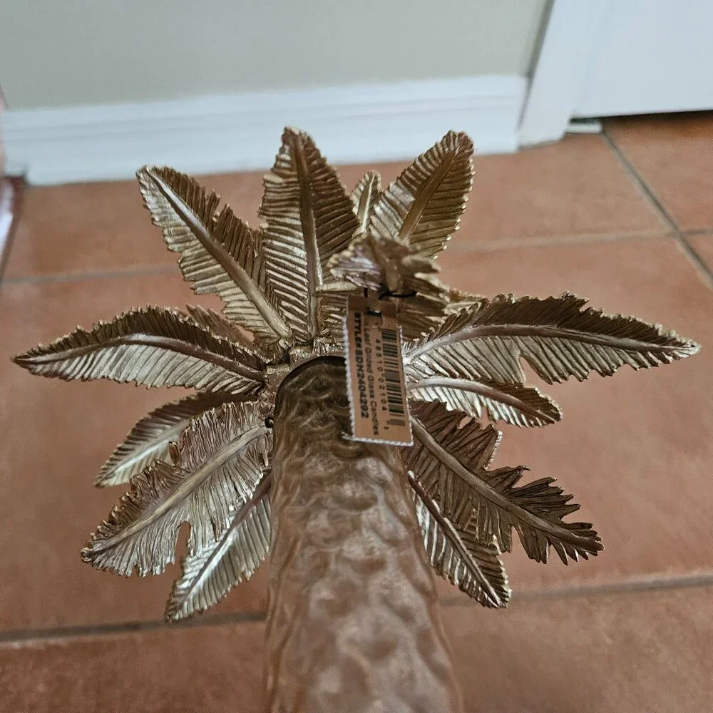NWT JAY STRONGWATER FLORA & FAUNA PALM TREE ENAMEL CRYSTAL CANDLE HOLDER OBJET